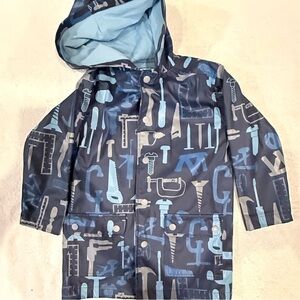Kitestring Blue Tool Pattern Raincoat